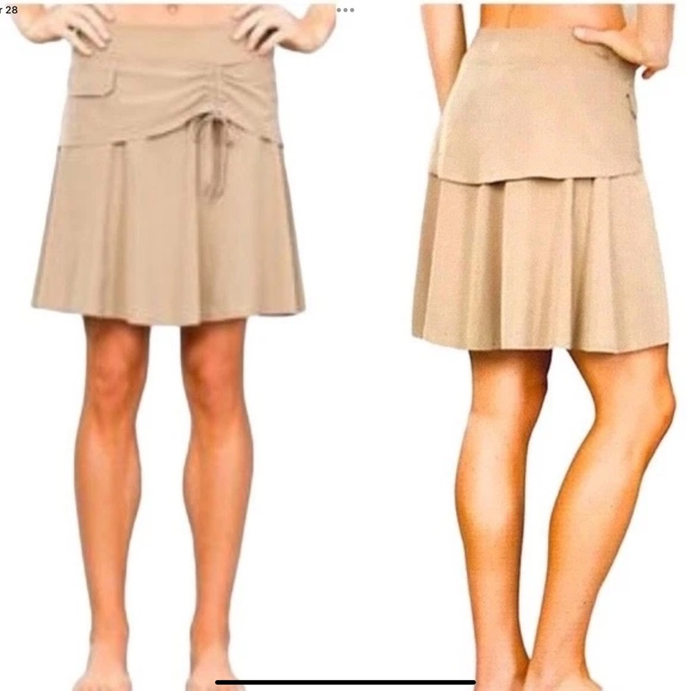 Athleta Women’s Wherever Wrap Skirt Lined Skort Ecru Khaki Tan Sz 8 Golf Tennis
